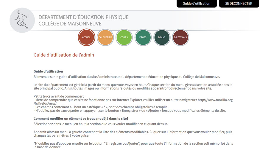 Département d'éducation physique - Admin